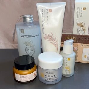 GLAMFOX K-Beauty 5pc Skincare Set Rice Niacinamide Ginseng Glowing Moisturizing